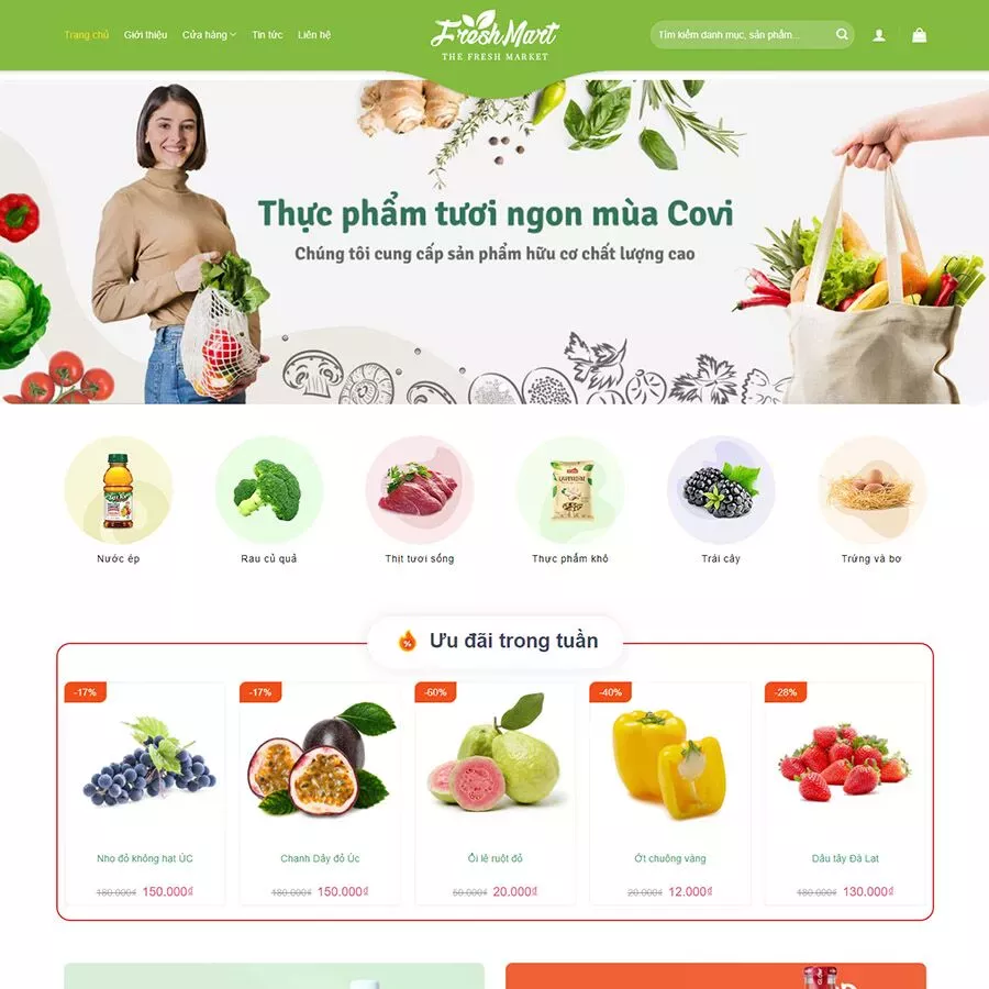 Theme wordpress thực phẩm sạch 01