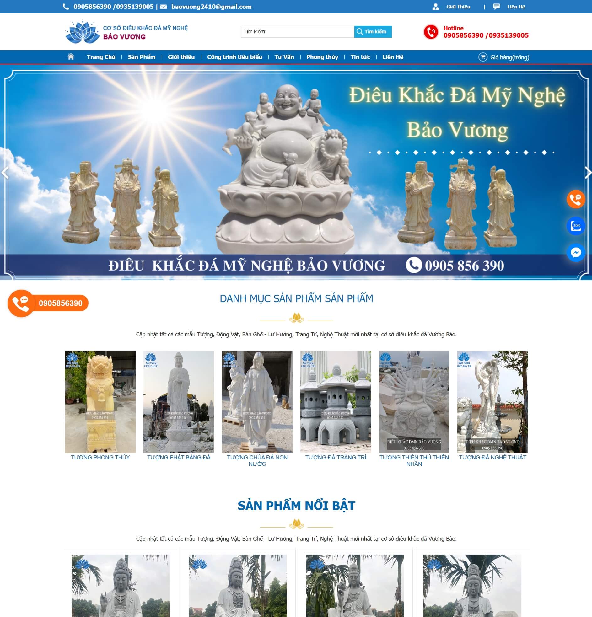 Theme WordPress Đá Mỹ Nghệ Tượng Phật 01