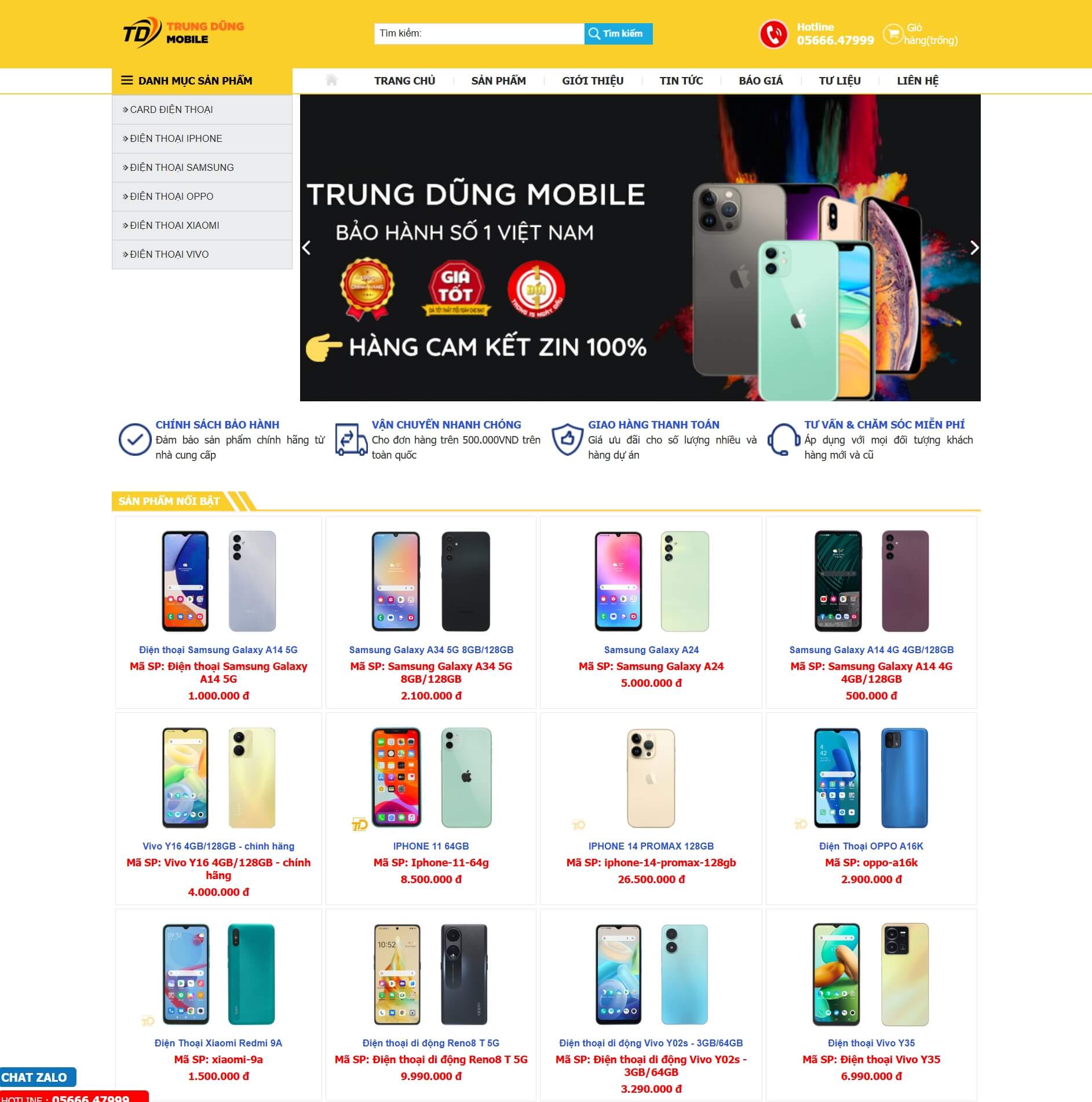 Theme WordPress Bán Hàng Điện Thoại Di Động Tung Dũng Mobile
