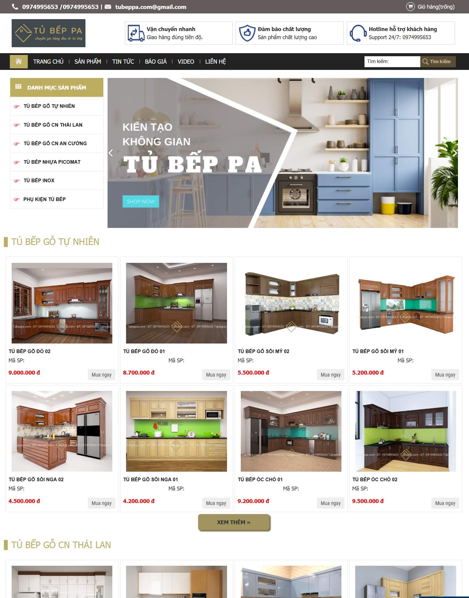 Theme WordPress Nội Thất Tủ Bếp PA