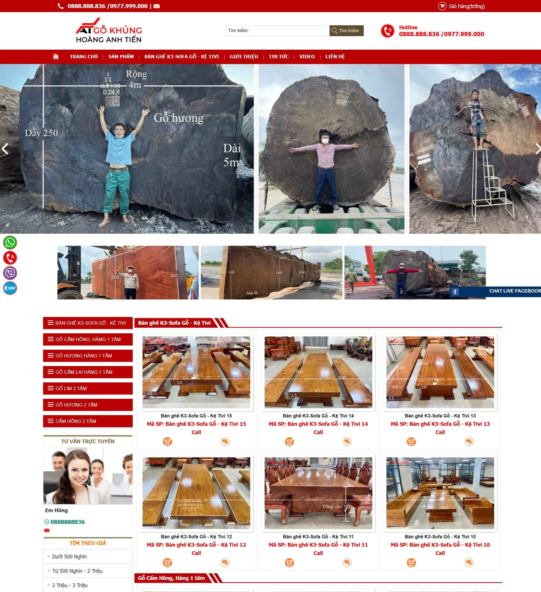 Theme WordPress Nội Thất Gỗ Nguyên Khối Hoàng Anh Tiến