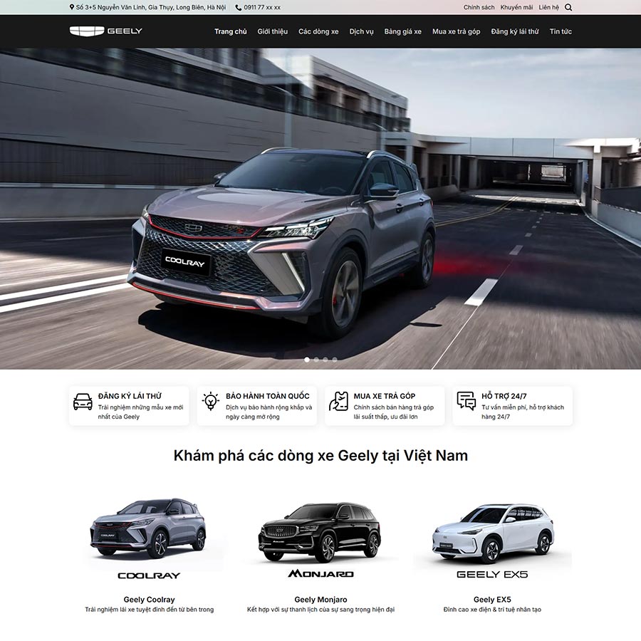 Theme WordPress bán xe Geely