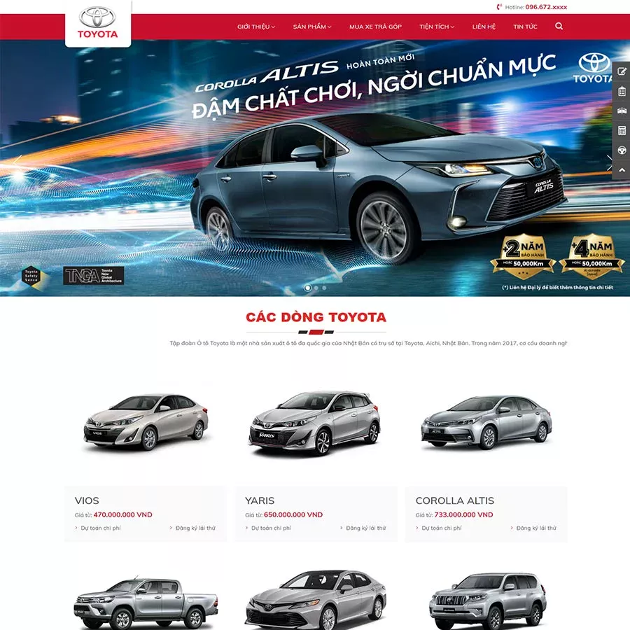 Theme WordPress bán xe toyota 03
