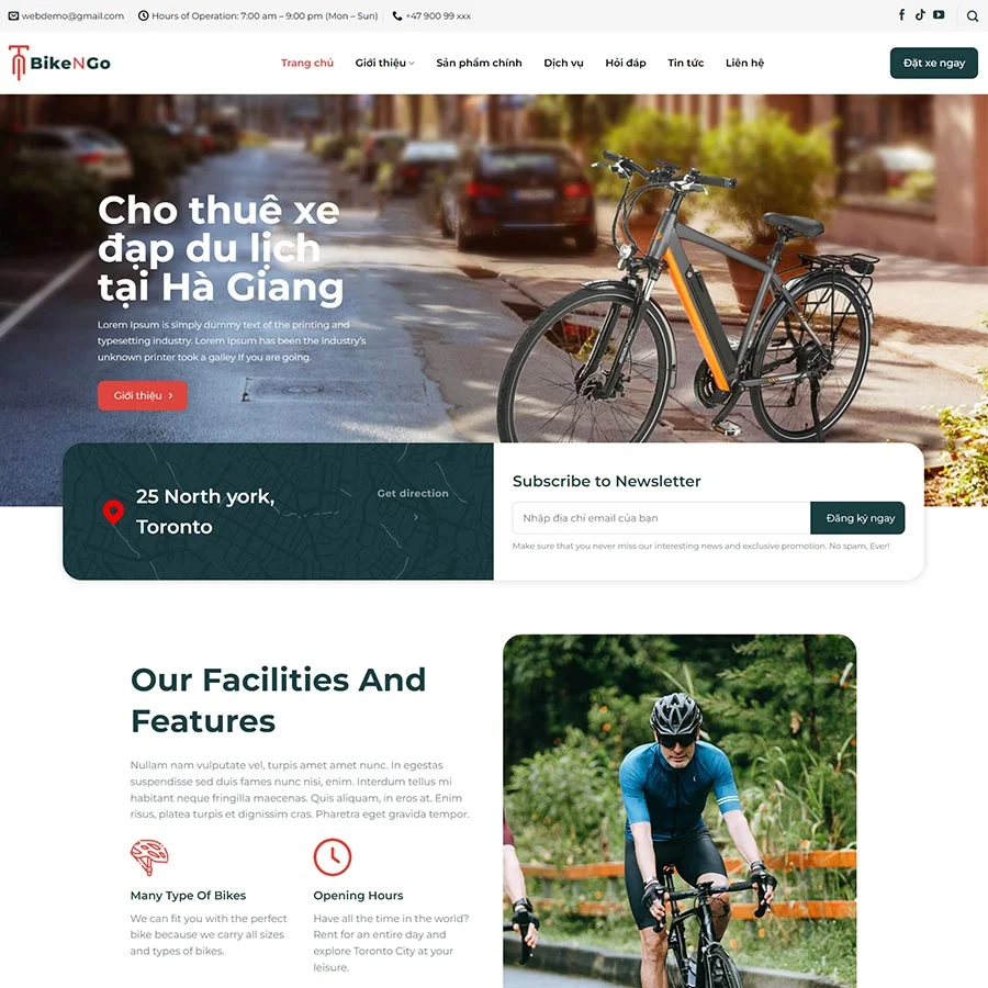 Theme WordPress cho thuê xe đạp